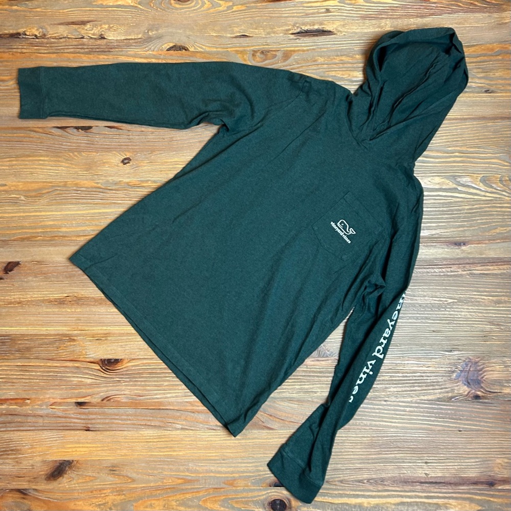 Boys' Whale Long-Sleeve Hoodie Tee in Forest Green